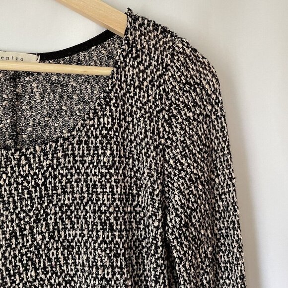 Entro black and white knit chiffon long sleeved sweater top casual women size S - Picture 2 of 7